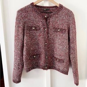 Maje Metallic knit Fancy knit Cardigan Sweater Mohair